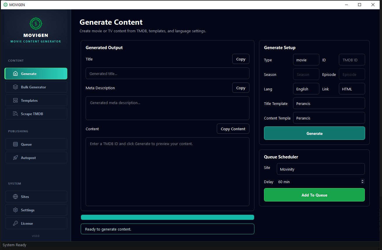 MoviGen Dashboard